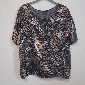 ‼️LAST CALL CLUB MONACO Top Black Burnout Cheetah Leopard Print Sheer Mesh Small